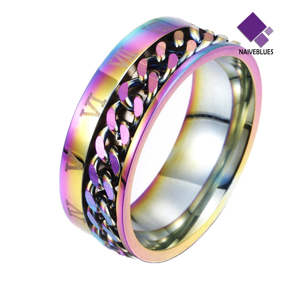 Naiveblue Cincin Titanium Steel Model Rantai Twist Gaya Roma Untuk Unisex / Pria / Wanita / Pesta / Hadiah