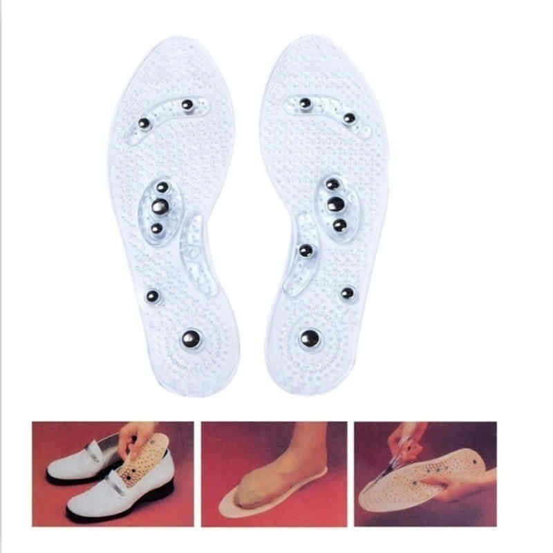 Pria dan Wanita Fashion Terapi Magnet Insole Transparan Silicone Anti-kelelahan Perawatan Kesehatan Pijat