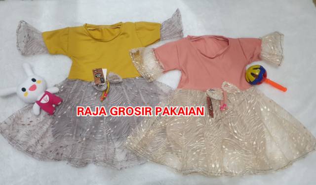 Dress Anak Brukat Kombi Tangan Terompet Usia 1Thn-10Thn