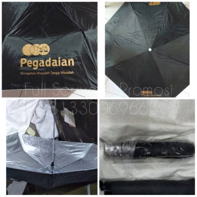 Payung Lipat Custom, Payung Lipat warna hitam, Payung Lipat3 hitam logo, payung promosi