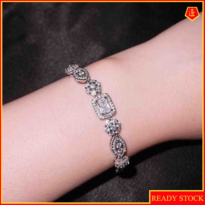 [Ready Stock]Fashion S925 Sterling Silver Inlaid Diamond Bracelet