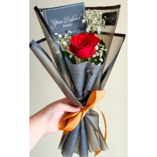 Buket Bunga Mawar Asli Single Stalk Hadiah Kado Sidang Ultah Anniversary Pacar Shopee Indonesia