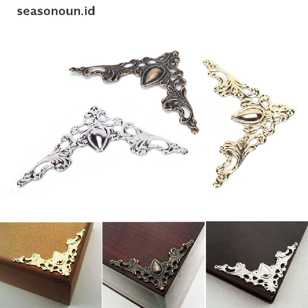 【seasonoun】 12Pcs Folder Albums Metal Scrapbooking File Book Corner Protectors 41*41mm, .