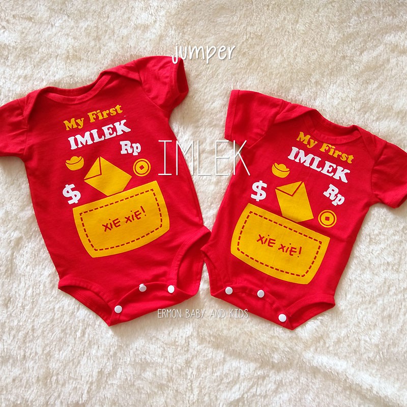 ❤️baju bayi jumper bayi ❤️ model angpao my first imlek❤️