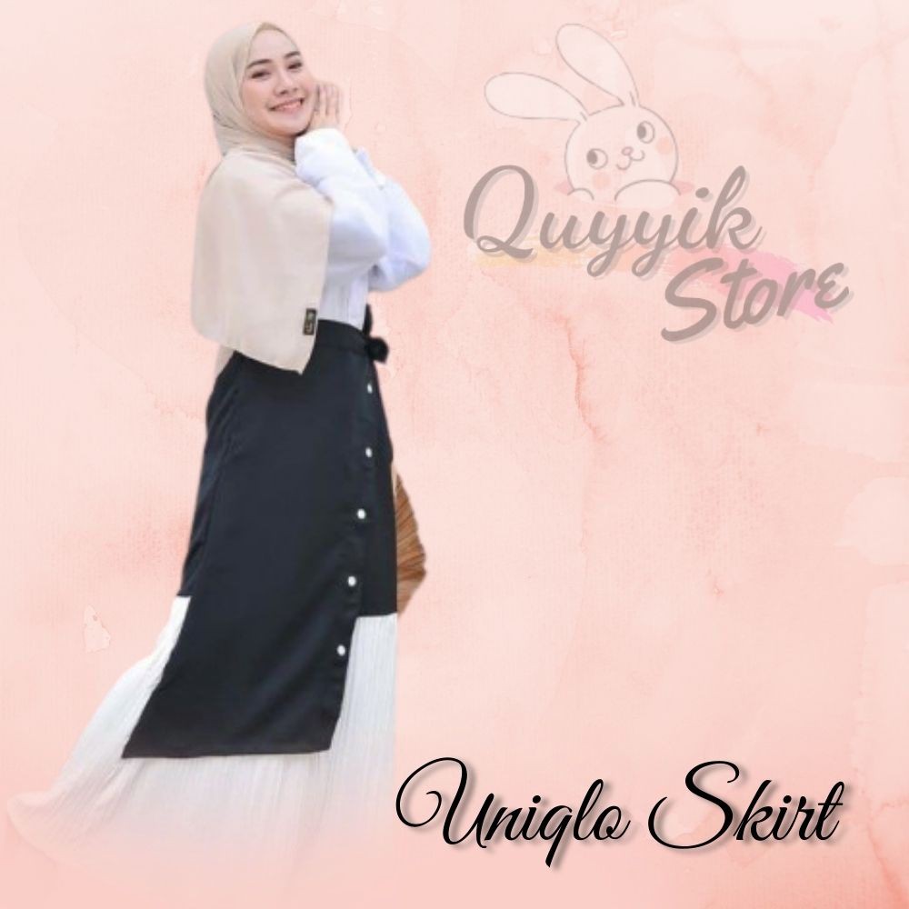 Rok Polos Wanita Terbaru Flare Tutu Skirt Uniqlo Skirt Termurah Bahan Moscrep Mix Plisket Q15
