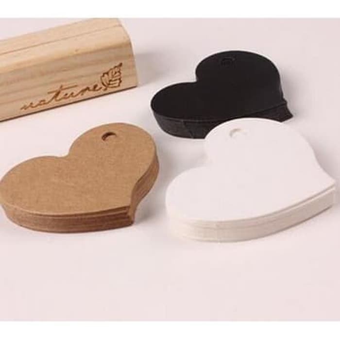 Paper Hang Tags - Heart Shape Blank Tag Kraft 45x40mm (10pcs)