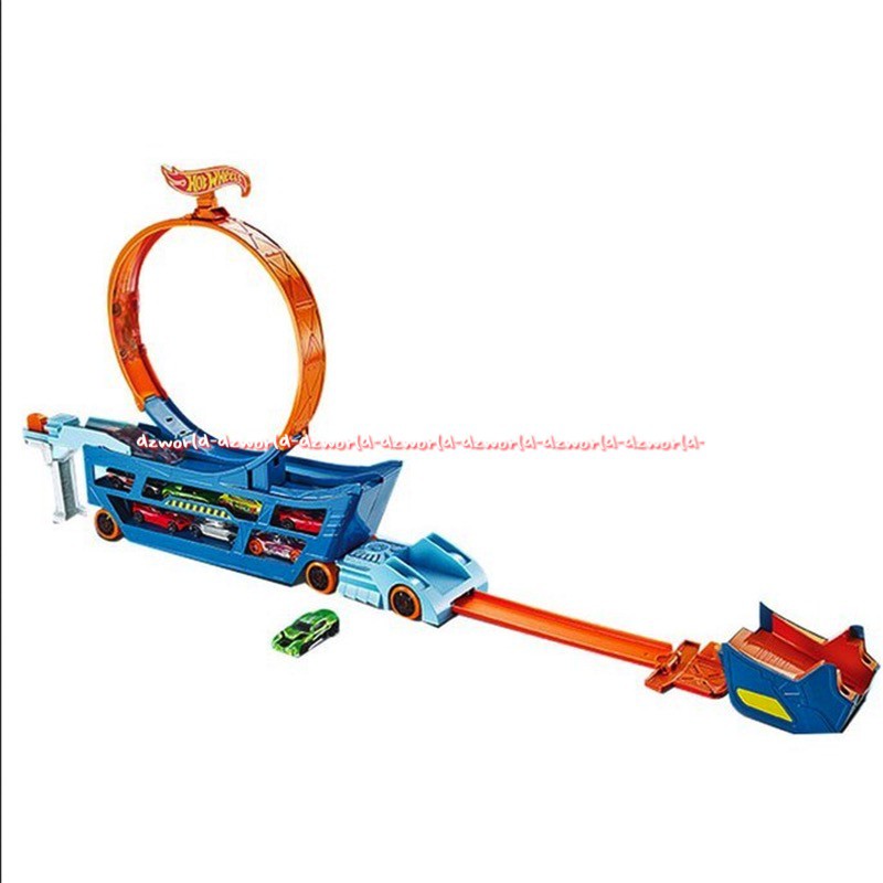 Hot Wheels Stunt &amp; Go Transportador De Acrobacias Mainan Mobil Hotwheels Truk dengan Seluncuran