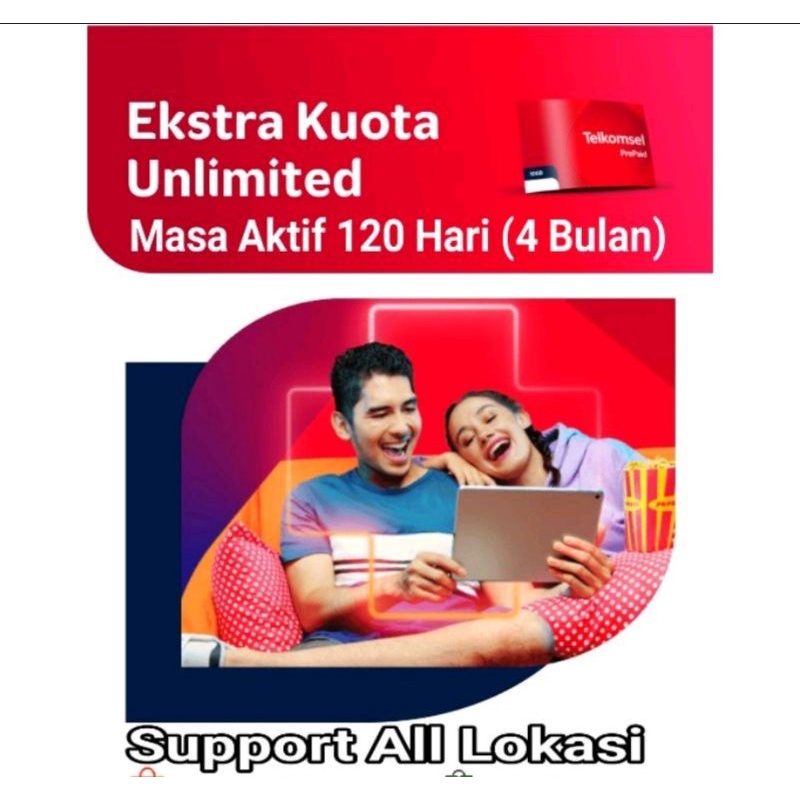 Perdana Telkomsel dengan Kuota Extra Unlimited 3072 GB All lokasi semua lokasi 120 hari (4 bulan) ma