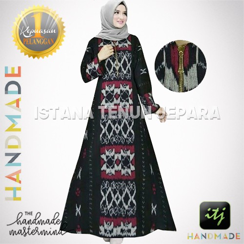 Gamis Wanita Muslimah - Dress Tenun Ikat Cantik Etnik Handmade - GMS028