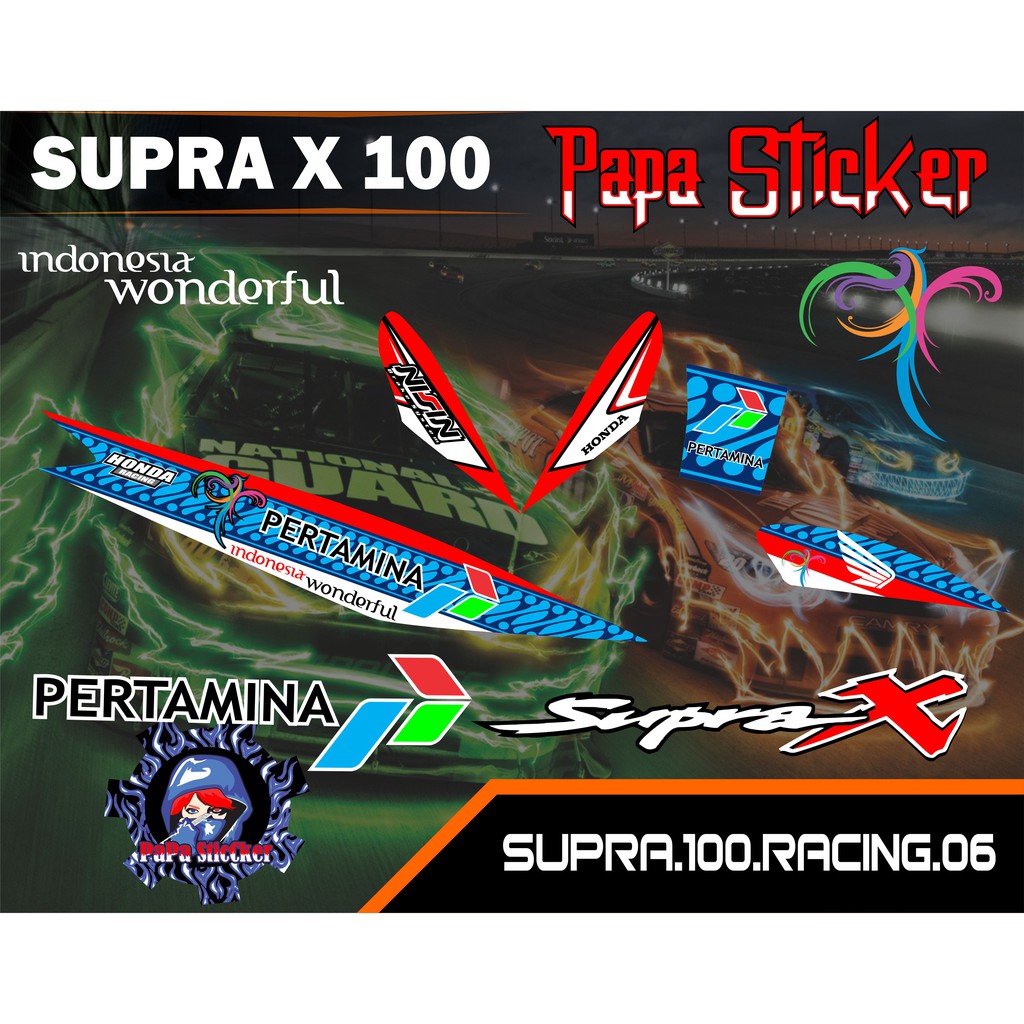 Striping Supra 100 / Supra X / Supra Fit Lama Variasi STIKER LIST PERTAMINA MANDALIKA 06