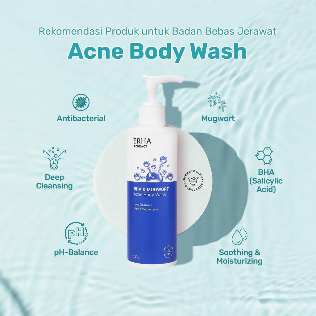 ⭐ BAGUS ⭐ ERHA AcneAct BHA &amp; Mugwort Acne Body Wash 240ml | Sabun Mandi Cair