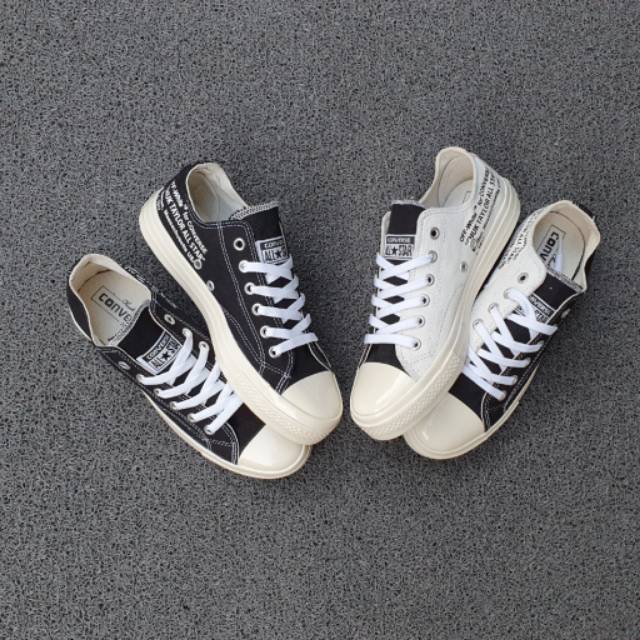 OBRAL SEPATU SNEAKERS 70S X OFF WHITE LOW BLACK WHITE CHUCK TAYLOR SOL GLOSSY 38-44-2