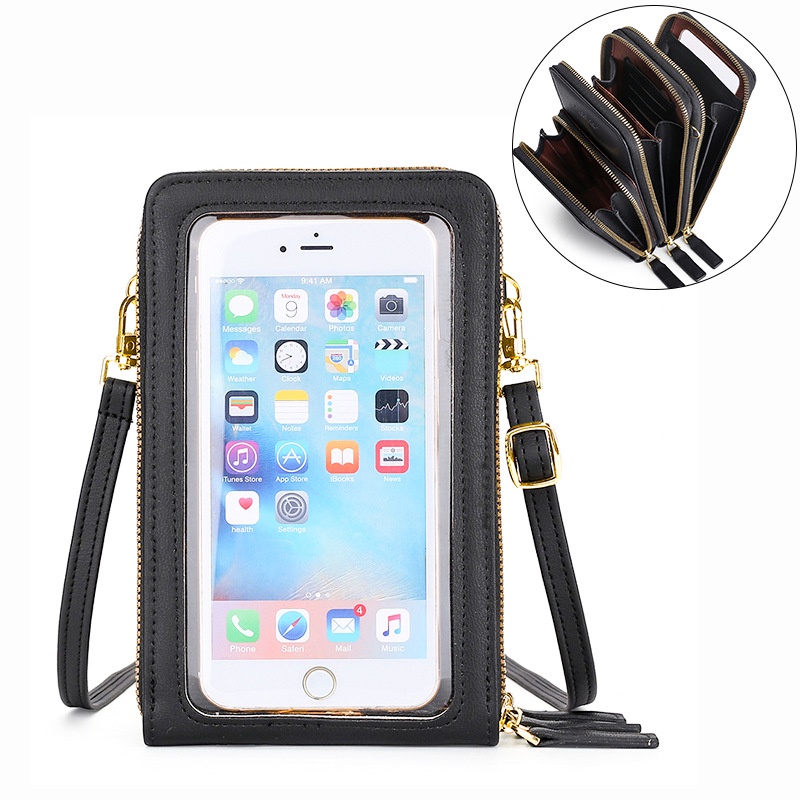 Tas Selempang Hp Wanita Resleting 3 TOUCH SCREEN Mini Tempat Hp Forever Young Phone Bag Sling Bag