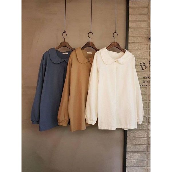 BLOUSE WANITA KOREA KERAH VINTAGE KATUN TOYOBO PREMIUM/BLOUSE KERJA