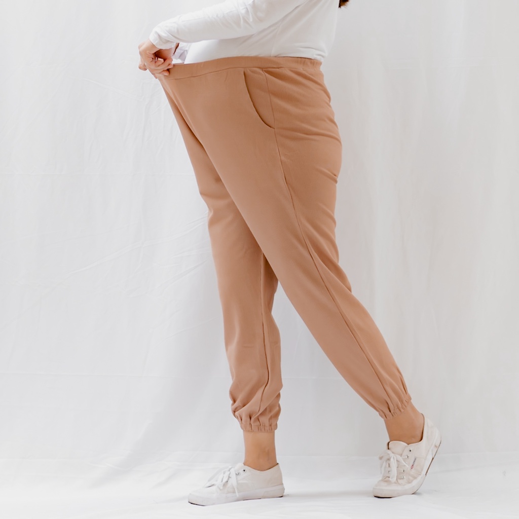 Bajuboo Lixy - Celana Jogger JUMBO Bumil Friendly Waffle Uniqlo