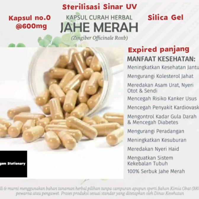 

Kapsul herbal jamu bubuk jahe merah red ginger curah isi 100 butir