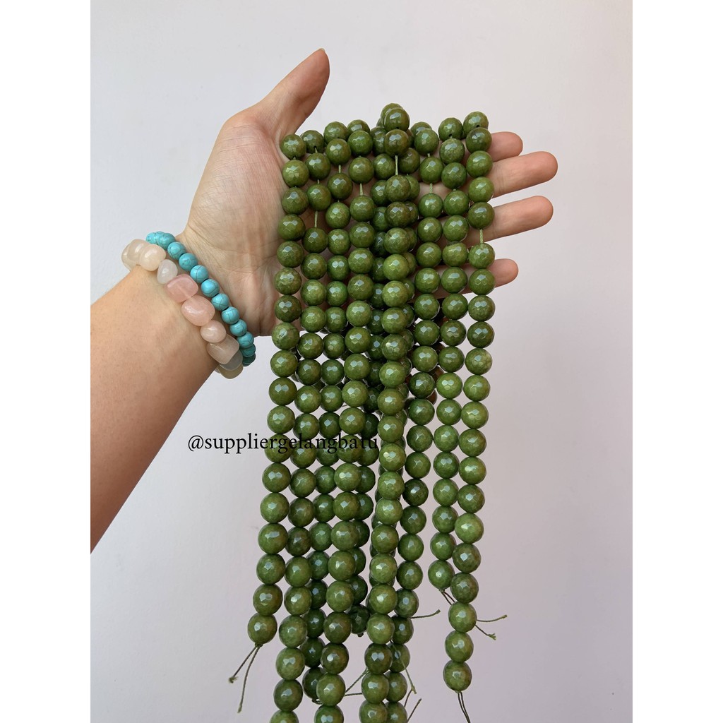 batu beads CUTTING 12mm moss agate hijau kilap grade A aksesoris korea