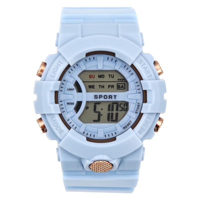 [COD] Jam Tangan Rubber Digital Sport Bulat Wanita Dan Pria Fashion Gaya Korea Import-44-9 Biru