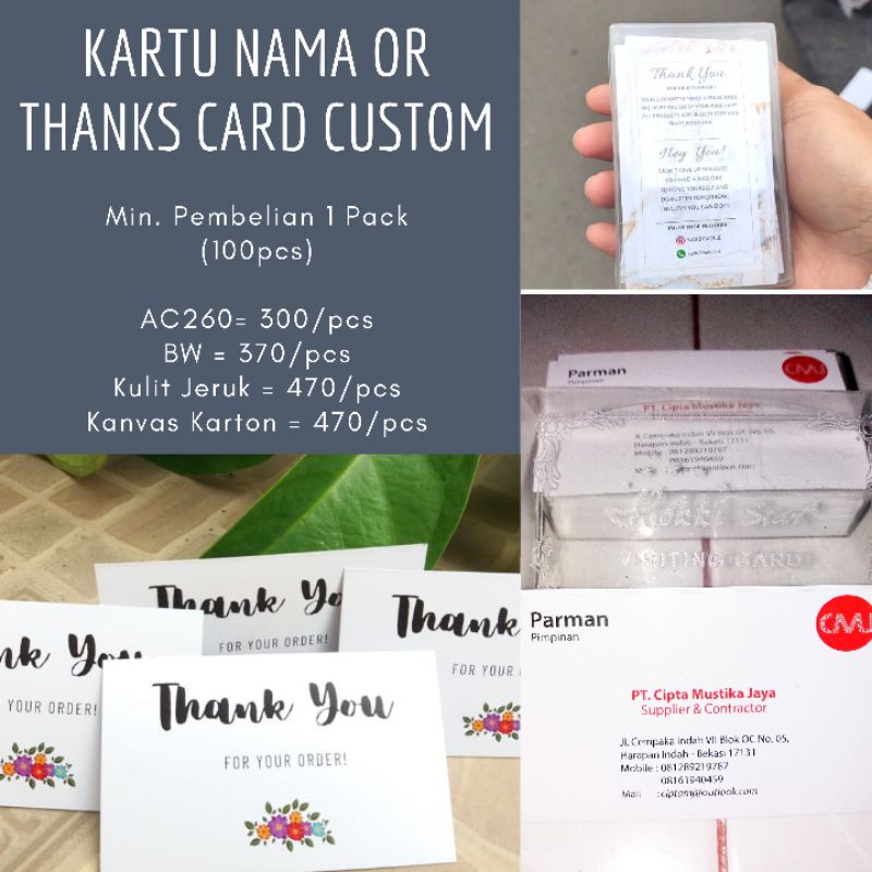 

Kartu Nama or Thanks Card Custom 1Pack (100 pcs) Free Box || Baca Keterangan Produk Sampai Akhir