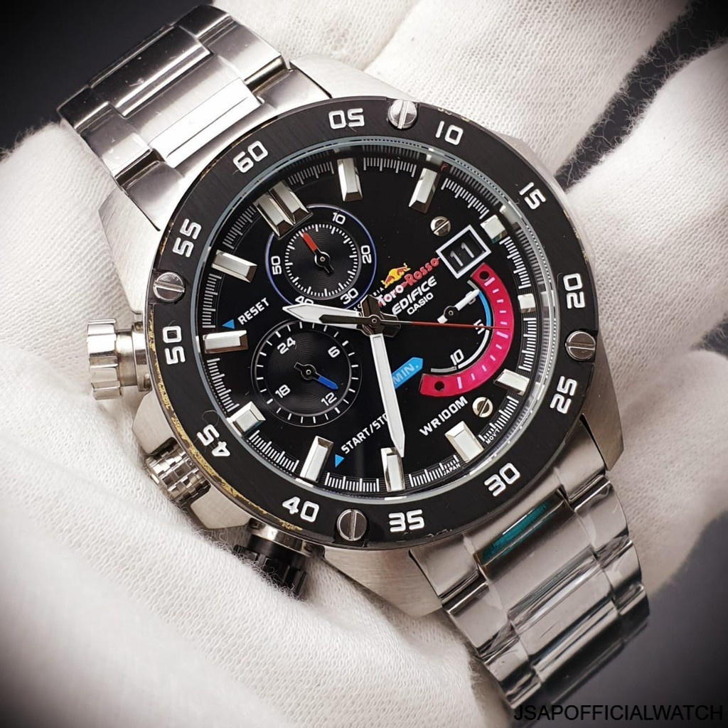 Casio EDIFICE EFR-558 Toro Rosso BLACK Dial SILVER Steel jam tangan