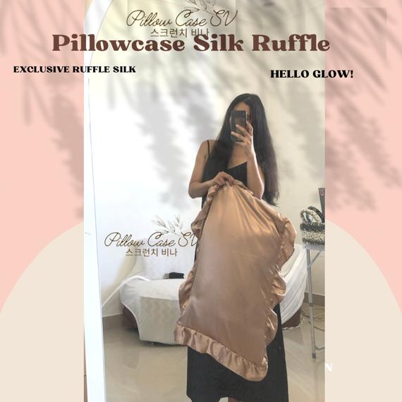 SARUNG BANTAL SILK RUFFLE SV / SARUNG BANTAL SATIN RUFFLE / SARUNG BANTAL SATIN SILK RUFFLE / SARUNG BANTAL RUFFLE / PILLOWCASE SILK RUFFLE