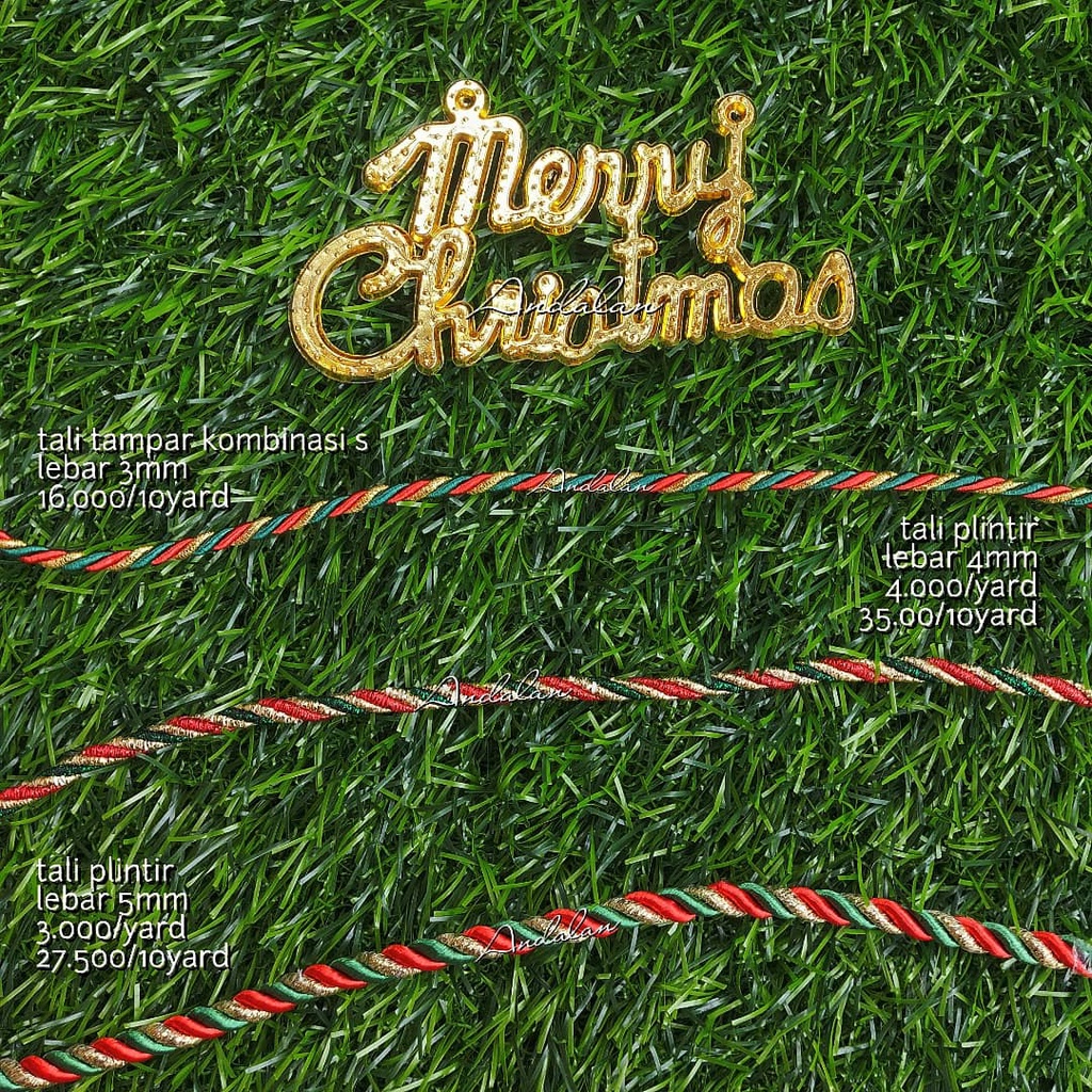 

Tali tampar pelintir dekorasi hiasan natal per yard