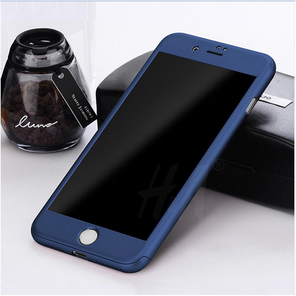 Iphone 5 Iphone 5s Hardcase 360 Full Protection Free Tempered Glass - Navy