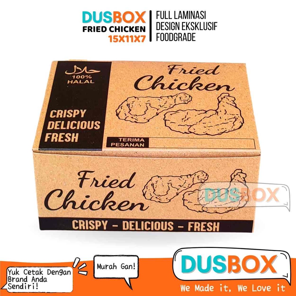

Dus Kemasan Fried Chicken / Dus Fried Chicken / kardus Fried Chicken / Box Fried Chicken / Box Ayam Goreng / Kemasan Fried Chick