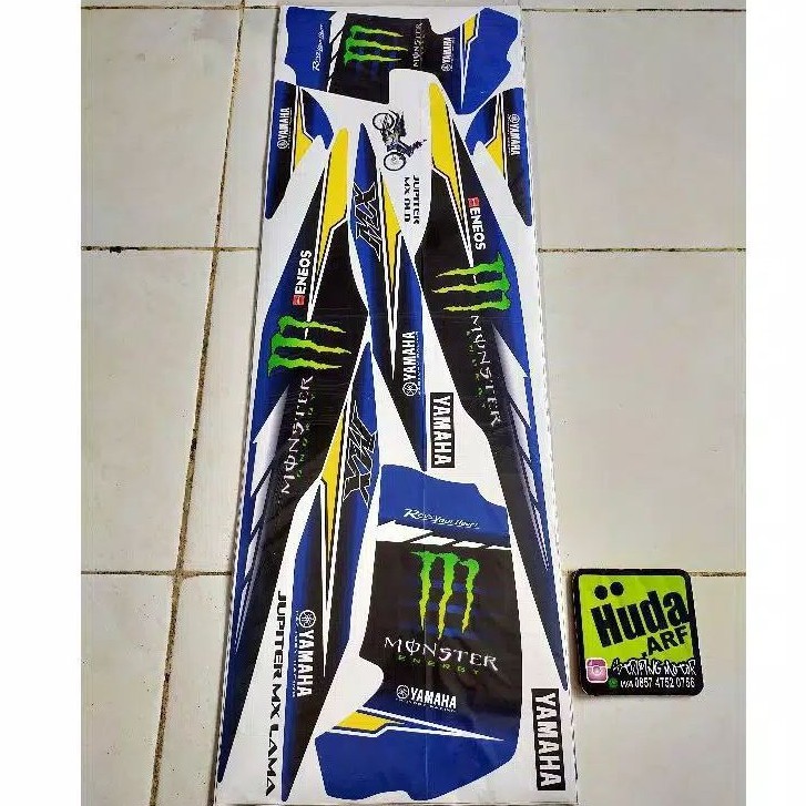 stripping sticker lis motor variasi Yamaha Jupiter mx old/lama motif monster energy