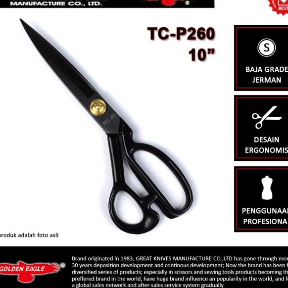 

Gunting Potong Bahan Kain Golden Eagle 10Inch Tc-P260 - Tailor Scissor