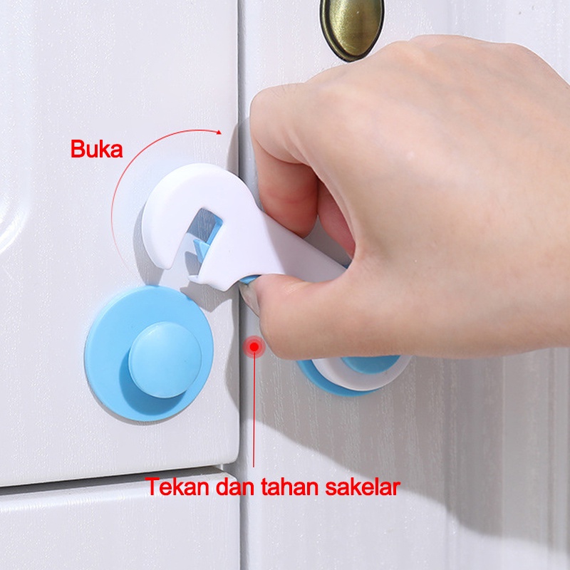 Kunci kulkas pengaman anak/PENGAMAN LEMARI LACI PINTU PERABOTAN PENGAIT LACI SAFETY LOCK KARET 3M/SAFETY LOCK  3M  L35