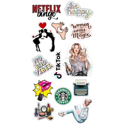 

(13 pcs) Sticker Deco/Sticker Jurnal/Sticker Sheet/Sticker Aesthetic/Sticker Girly