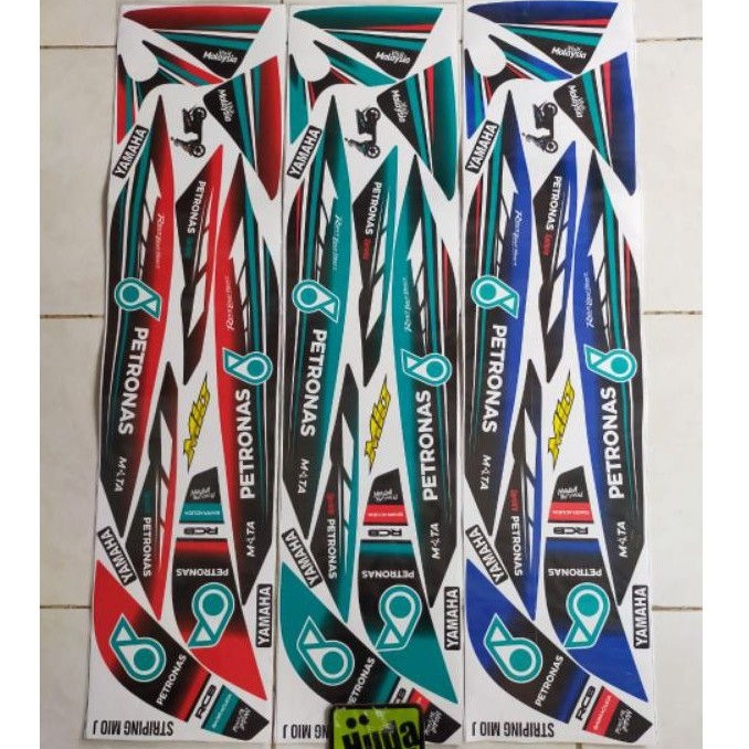 stripping sticker lis motor variasi Yamaha Mio j motif Petronas warna merah, Tosca, Biru ready stock