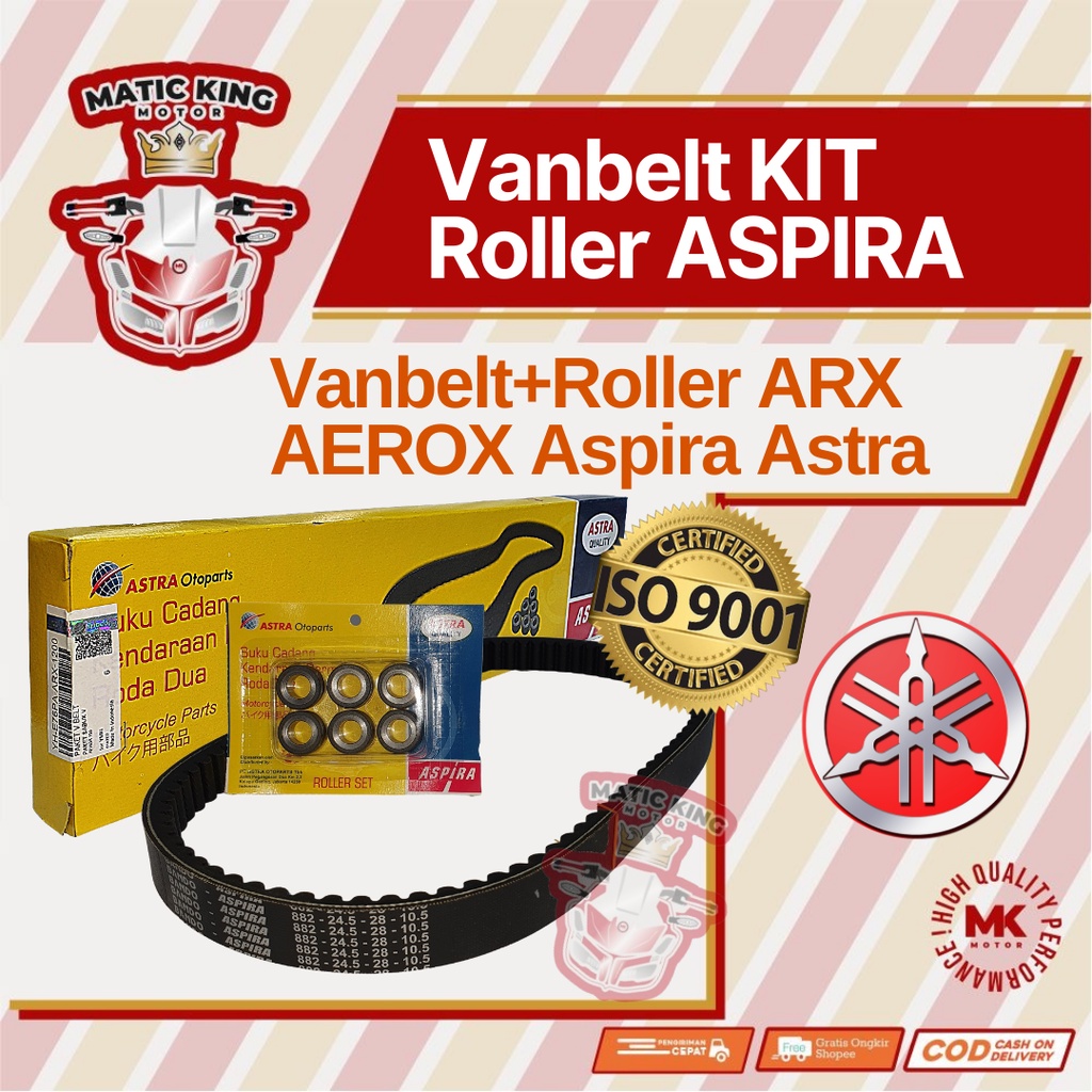 Vanbelt v belt Van belt fanbelt kit set assy Yamaha Aerox  Lexi 125 155 YH-E76PA-ARX-1200 Aspira Astra Otoparts