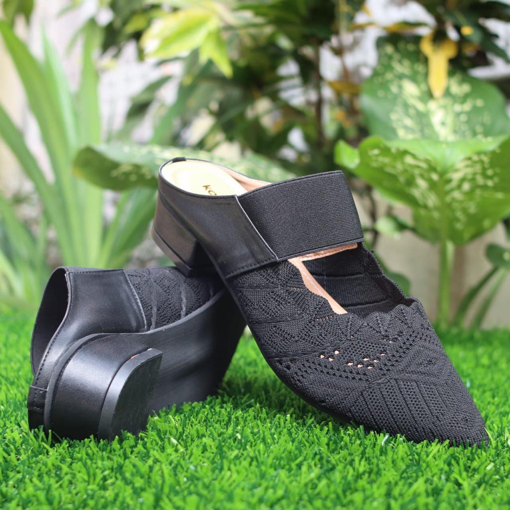 KAYZINEVA | SP15 Sandal Slop Flat Wanita Rajut Premium Hak 3cm