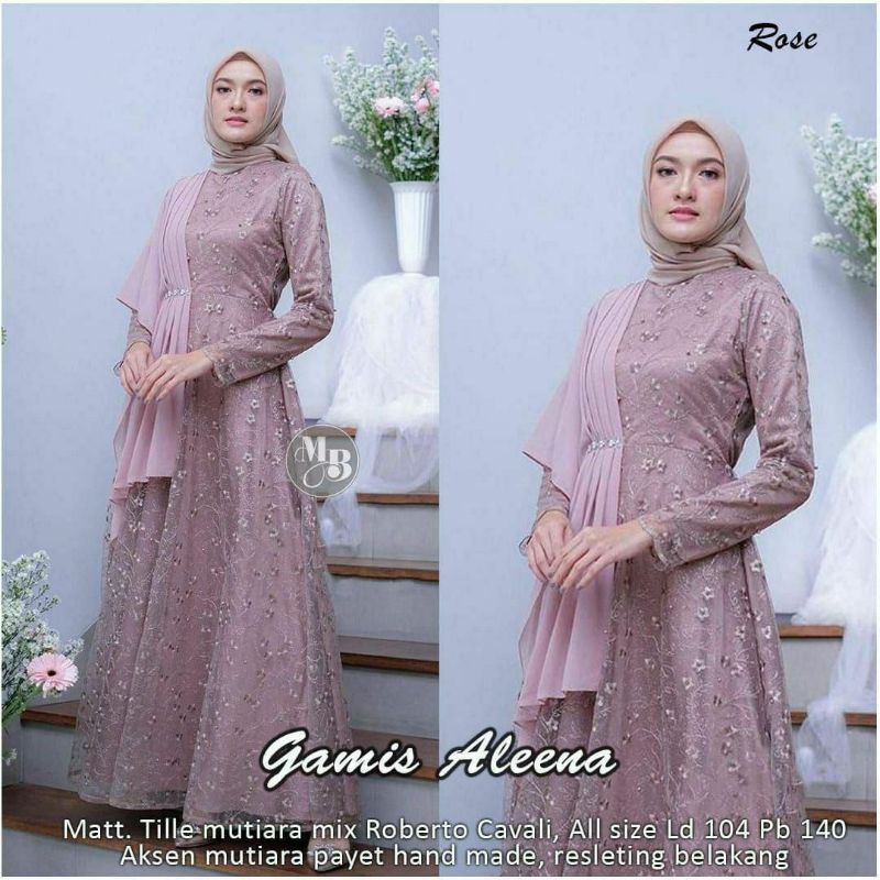 GAMIS PESTA MEWAH ALEENA FULL BURKAT / GAUN MUSLIMAH PESTA Gamis Syar i bisa REQUEST Ukuran gamis terbaru 2022 Gamis brukat Gamis Farasya Helena