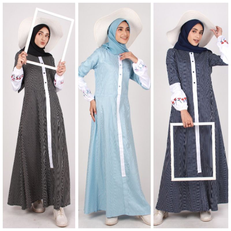 [BARU] Abaya hitam salur Dannis collection XS S XXL | 220303