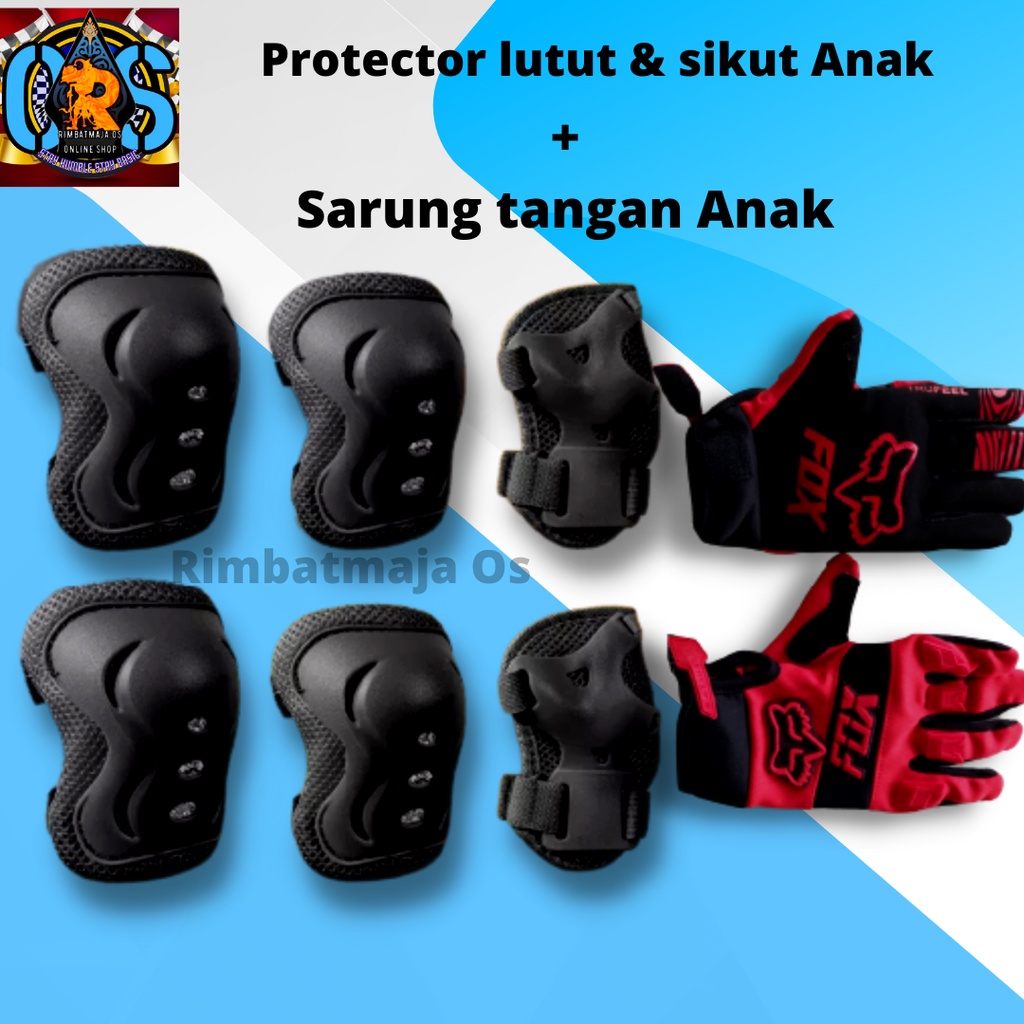Protector pelindung sikut lutut dan sarung tangan motor trail cross Anak anak