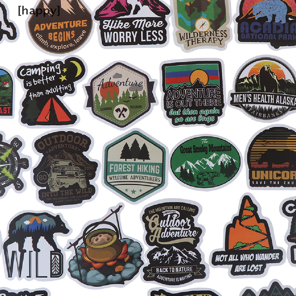 Ha 50 Pcs Stiker Motif Pemandangan Camping Untuk Dekorasi Koperlaptopgitar