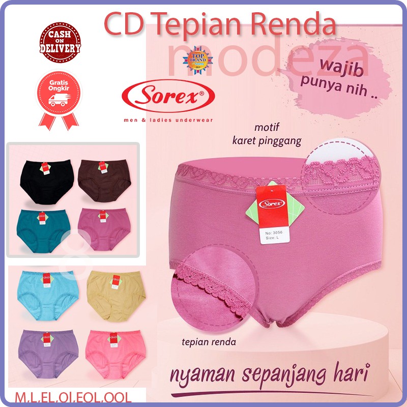 Sorex Celana Dalam Renda Brokat Tepian | CD Wanita Katun | Celana Dalam Katun art 3056