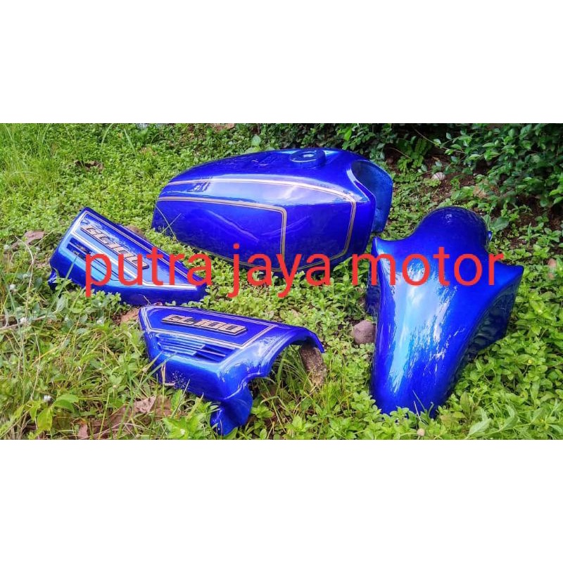 tangki gl100 set tutup aki slebor depan ninja r warna biru