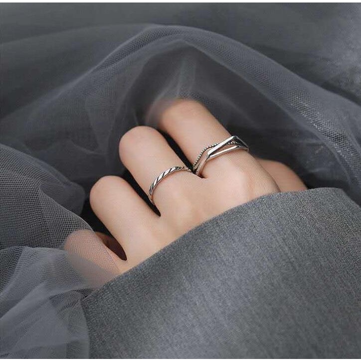 2pcs Cincin Jari Telunjuk Model Terbuka Dapat Disesuaikan Gaya Hip-Hop Punk