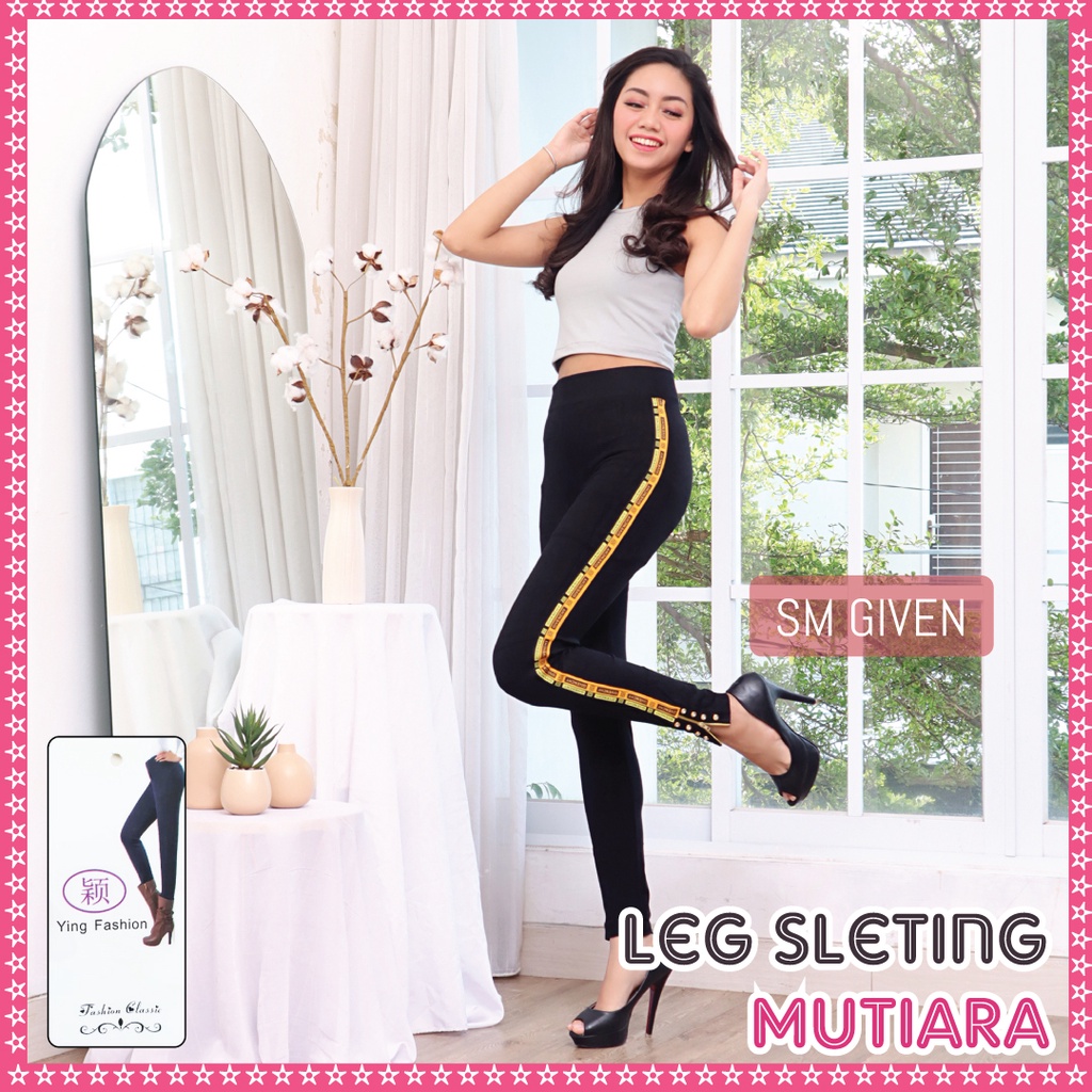 Legging Sleting Mutiara * YB GIVEN * / legging fashion wanita / legging zipper import