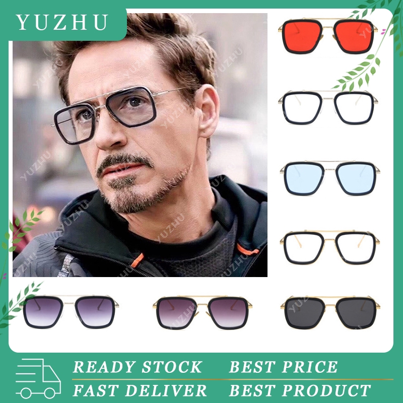 (YUZHU) Bayar Di Tempat Kacamata Fashion Pria Tony Stark Anti Uv Kacamata Hitam