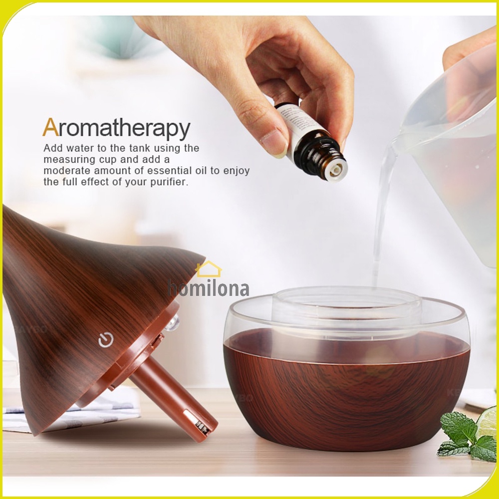 Humidifier Diffuser Aromaterapi LED 7 Color Koleksi Motif Kayu Wood Grain Pelembab Udara  Essential Oil Aromatherapy