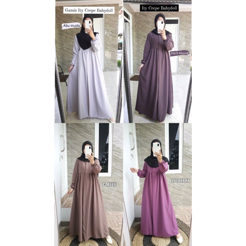 [Promo Flash sale] Gamis Babydol basic polos Ity crepe mewah Seri 1 size S-M-L-XL-XXXL By Delanijab-4