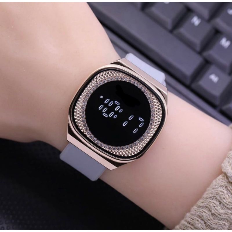 [DG] (Cod)Jam Tangan Wanita Digital Fashion F2L Touch Scren Kota Strap Rubber/Karet(Dikirim Jakarta)