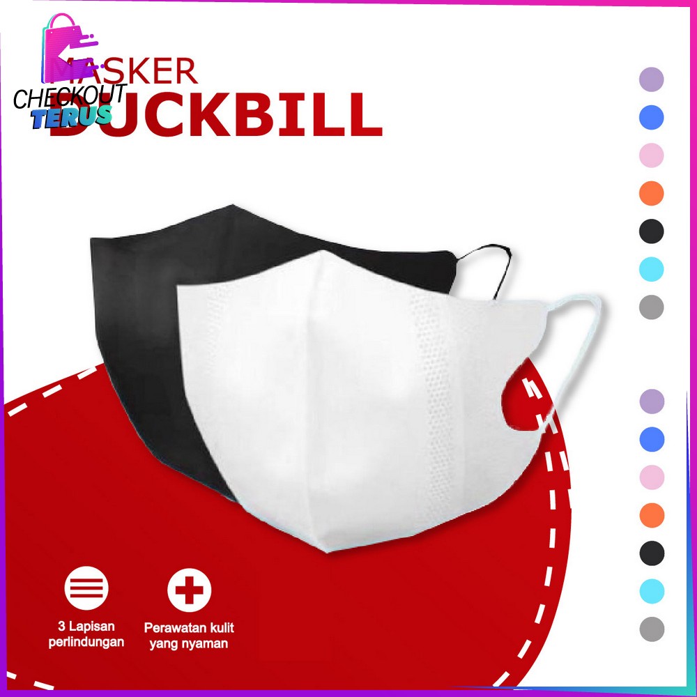 CT C278 Masker Duckbil Warna Isi 50Pcs Masker Dewasa Duckbill Masker Earloop 3 Ply Aksesoris Fashion