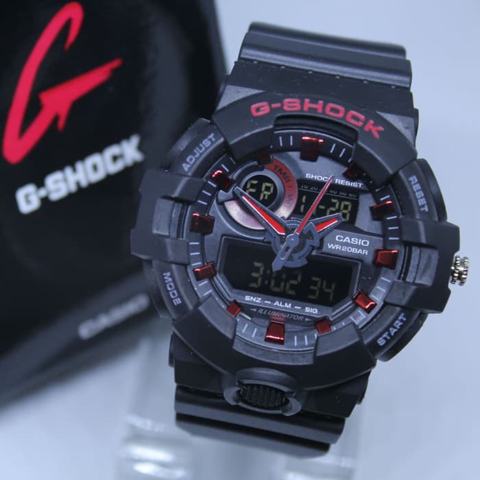 JAM TANGAN PRIA / COWOK G-SHOCK G SHOCK GA 700 BLACK LIST RED