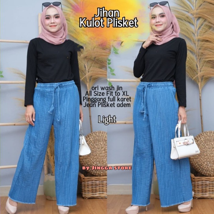Celana Kulot Plisket Jeans Wanita Masa Kini Cullote Pants